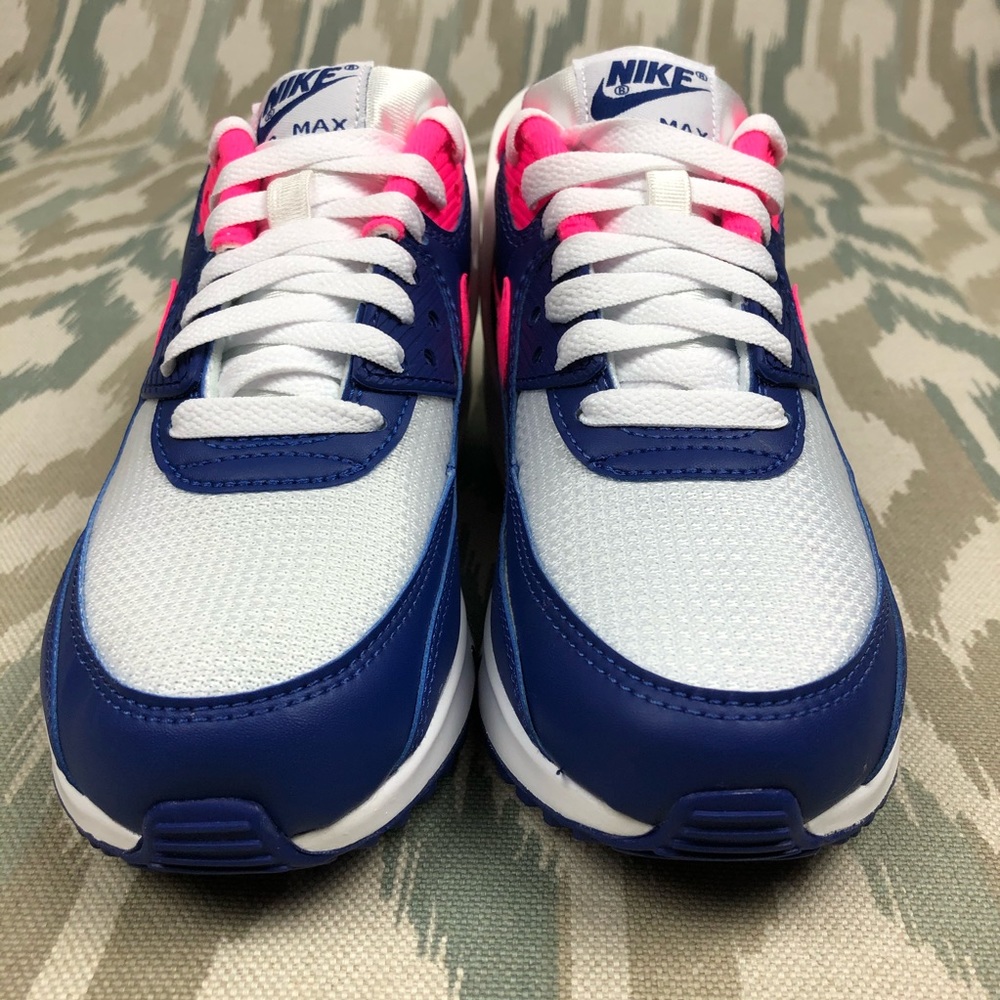 Nike Air Max 90 FlyEase Blue Pink Youth Sneakers - Picture 7 of 12